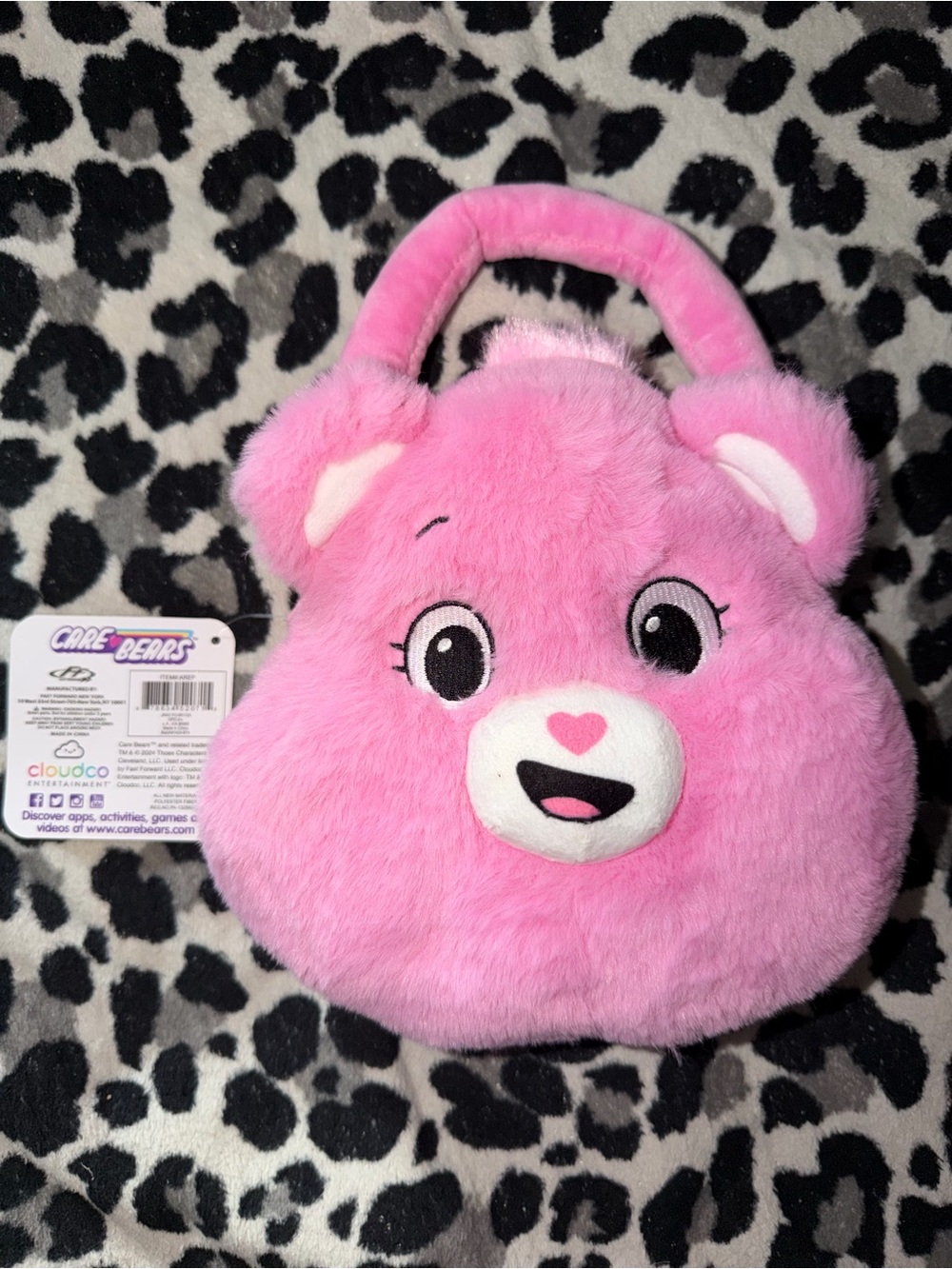 Care Bears Pink Plush Handbag with Heart-Nose Bear Face